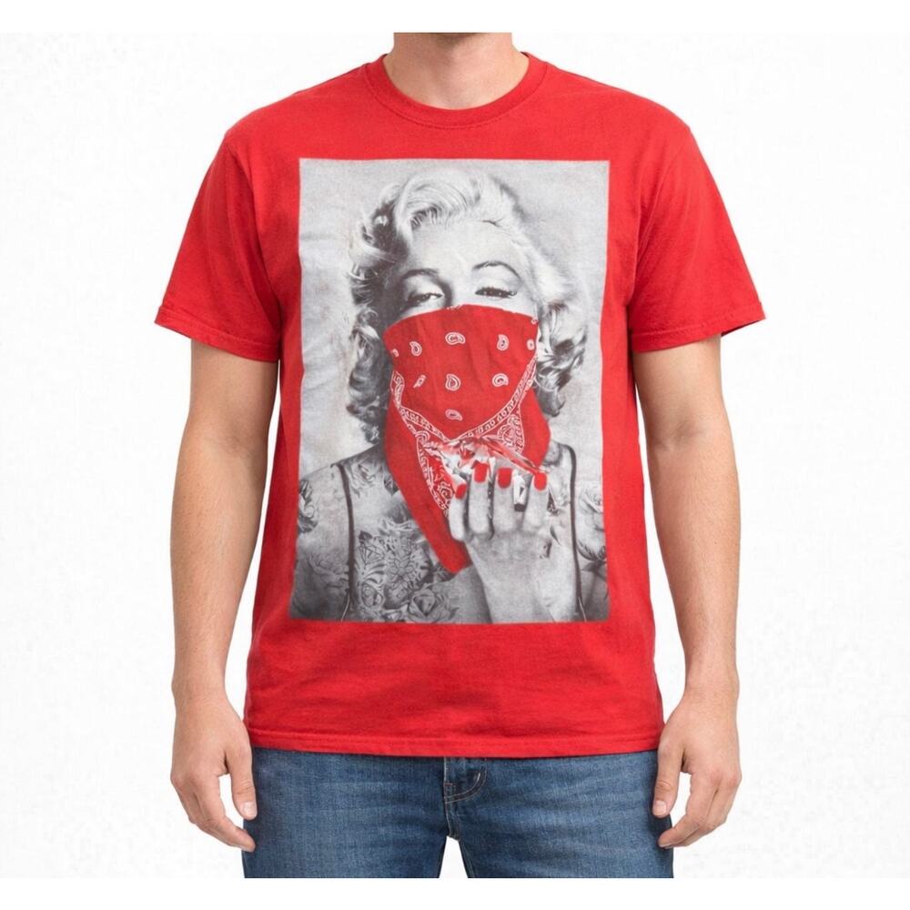 Popular Poison Marilyn Monroe Red Bandana Mask Tattoo T-Shirt Mens M Streetwear